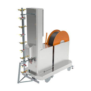 automated spraying machine with hose reel
