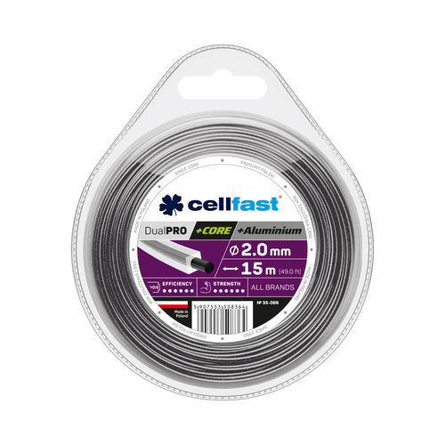 CELLFAST Trimmer line with inner core Dual PRO - square 2,0 mm 15 m - Harvesso