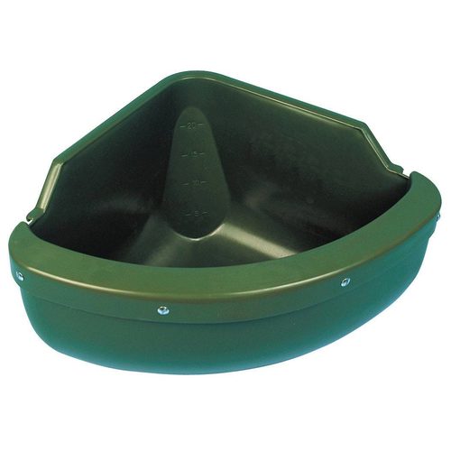 Corner trough, plastic, green, w/ feed saver/bite protection - Harvesso