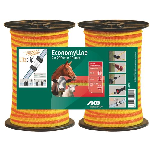 Çəpər lenti EconomyLine, sarı, 2 x 200 m, 10 mm, 4 x 0,16 mm - Harvesso