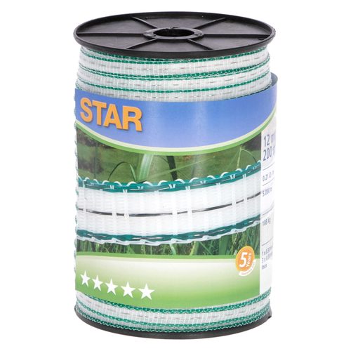 Fencing tape Star 200 m, 12 mm, white/green - Harvesso