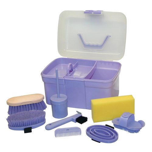 Grooming box with contents, for children, purple - Harvesso