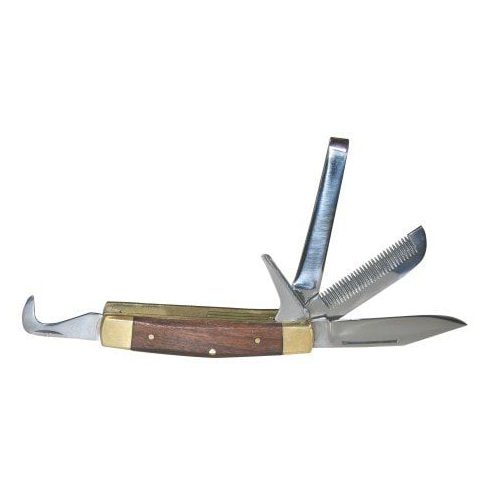Mulitpurpose knife with 5  diff. blades, woodencolor grip - Harvesso