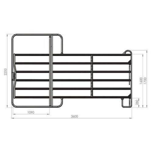 Panel fence elem. 3.6 m w.gate  (incl. chain lock) - Harvesso
