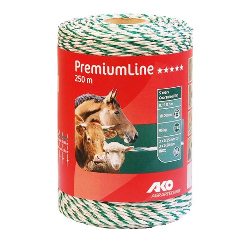 Polywire PremiumLine 250 m, white/green - Harvesso