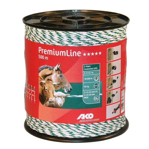 Polywire PremiumLine 500 m, white/green - Harvesso