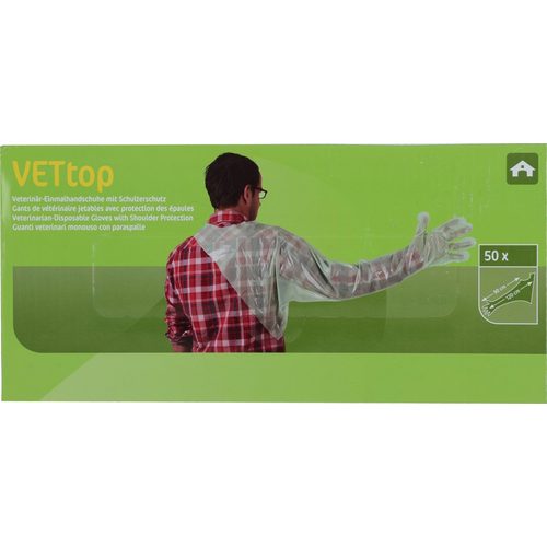 Vet. Disposable gloves C-neck 50pc shoulder protection green - Harvesso