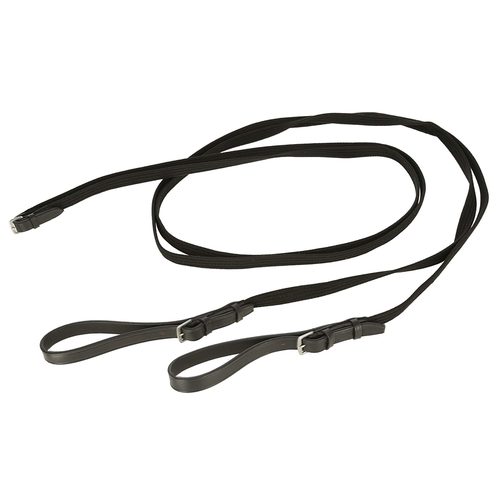Web Draw Reins, black with split Leather Loops - Harvesso
